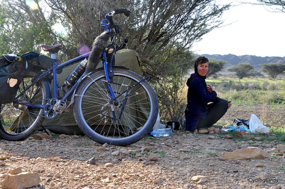 The freedom while cycling is great, here I choose a campspot in, Oman