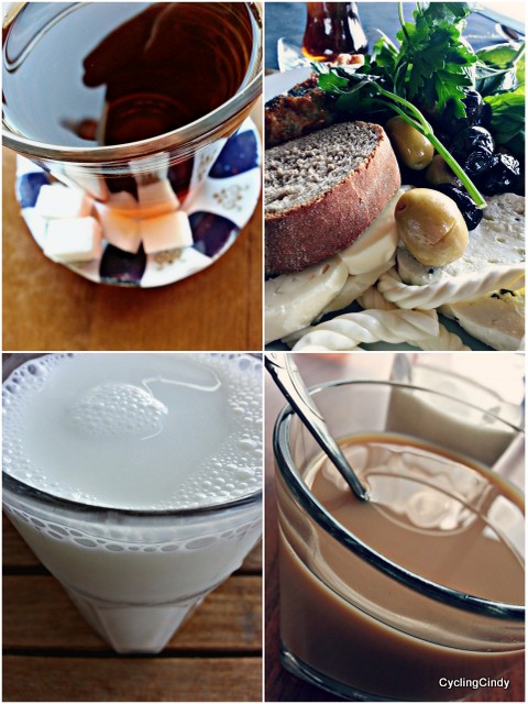 Breakfast/ayran/chai/chai with milk. I AM HAPPY!
