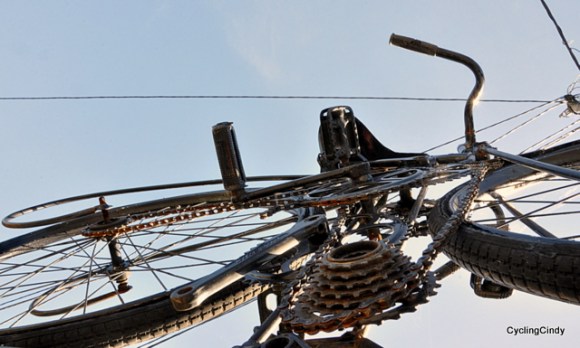 Someone was creative with old bicycles