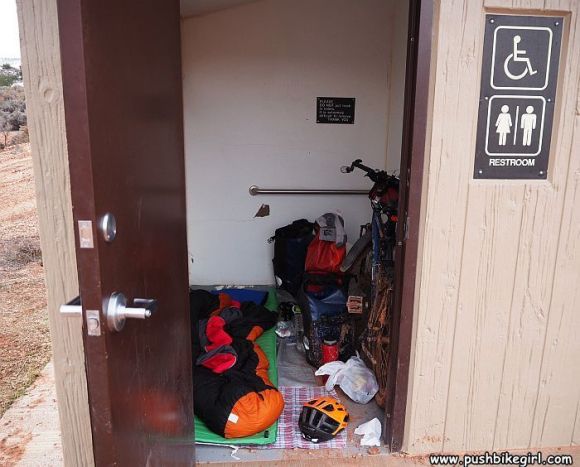 Cozy toilet night in a park in Utah, USA