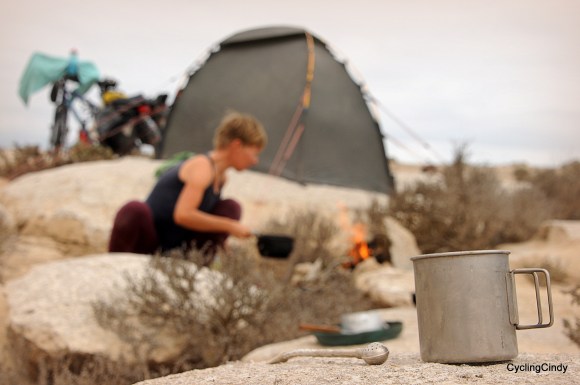 On one of these rare occasions where I find wood in Atacama desert. I stay a full day, as I have enough water and food with me.