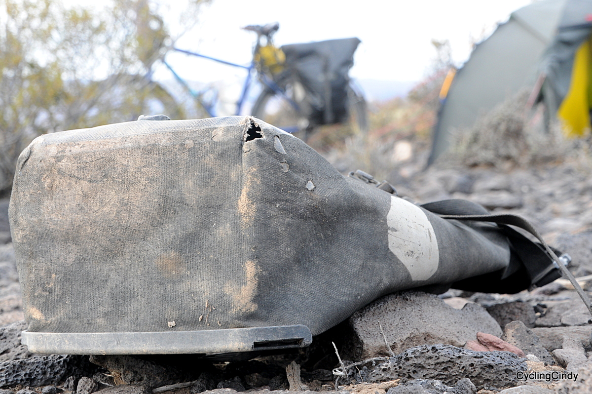 There are about 7 holes and cuts in this bag, and one big hole I leave open. Now no one needs to chew their own hole again!