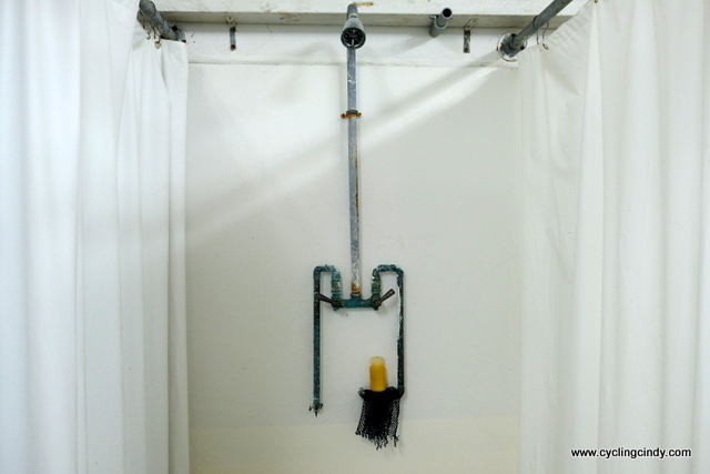 An old shower building, hot water and we're fresh again