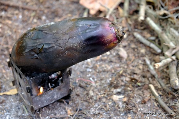 Roasting an eggplant