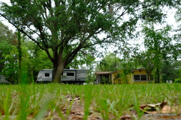 A huge RV has arrived